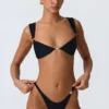 Volute verzierte Cheeky-Bikinihose in Schwarz