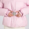Wasserdichte, übergroße Skijacke mit Gürtel in Powder Pink Wasserdichte, übergroße Skijacke mit Gürtel in Powder Pink