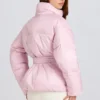 Wasserdichte, übergroße Skijacke mit Gürtel in Powder Pink Wasserdichte, übergroße Skijacke mit Gürtel in Powder Pink