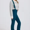 Wasserdichte Latzhose mit hoher Taille und Hosenträgern in Blaugrün Wasserdichte Latzhose mit hoher Taille und Hosenträgern in Blaugrün