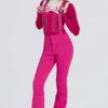 Wasserdichte Latzhose mit hoher Taille und Hosenträgern in Magenta-Pink Wasserdichte Latzhose mit hoher Taille und Hosenträgern in Magenta-Pink