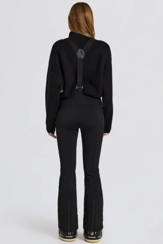 Wasserdichte Latzhose mit hoher Taille und Hosenträgern in Schwarz