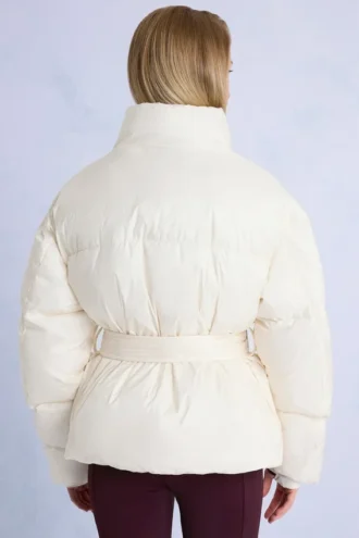 Wasserdichte Oversize-Skijacke mit Gürtel in Ice