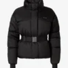 Wasserdichte Oversize-Skijacke mit Gürtel in Schwarz Wasserdichte Oversize-Skijacke mit Gürtel in Schwarz