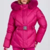 Wasserdichte Skijacke mit Kunstfellkapuze in Magenta-Pink Wasserdichte Skijacke mit Kunstfellkapuze in Magenta-Pink