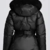 Wasserdichte Skijacke mit Kunstfellkapuze in Schwarz Wasserdichte Skijacke mit Kunstfellkapuze in Schwarz