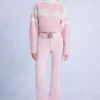 Wasserdichte Skilatzhose mit Gürtel in Powder Pink Wasserdichte Skilatzhose mit Gürtel in Powder Pink