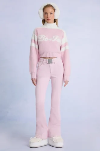 Wasserdichte Skilatzhose mit Gürtel in Powder Pink