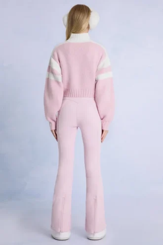 Wasserdichte Skilatzhose mit Gürtel in Powder Pink