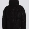 Wasserdichte, verkürzte Oversize-Skijacke in Schwarz mit Leopardenmuster Wasserdichte, verkürzte Oversize-Skijacke in Schwarz mit Leopardenmuster