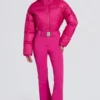 Wasserdichter, gefütterter Skianzug mit Gürtel in Magenta-Pink Wasserdichter, gefütterter Skianzug mit Gürtel in Magenta-Pink