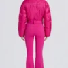 Wasserdichter, gefütterter Skianzug mit Gürtel in Magenta-Pink Wasserdichter, gefütterter Skianzug mit Gürtel in Magenta-Pink