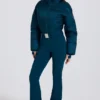 Wasserdichter, wattierter Skianzug mit Gürtel in Teal Wasserdichter, wattierter Skianzug mit Gürtel in Teal