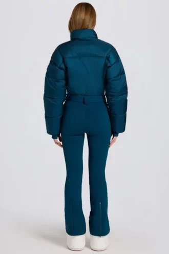 Wasserdichter, wattierter Skianzug mit Gürtel in Teal