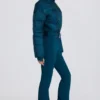 Wasserdichter, wattierter Skianzug mit Gürtel in Teal Wasserdichter, wattierter Skianzug mit Gürtel in Teal