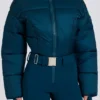 Wasserdichter, wattierter Skianzug mit Gürtel in Teal Wasserdichter, wattierter Skianzug mit Gürtel in Teal