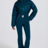 Wasserdichter, wattierter Skianzug mit Gürtel in Teal Wasserdichter, wattierter Skianzug mit Gürtel in Teal