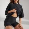 Weiche Biker-Shorts aus Baumwolle in Schwarz