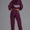 Weiche Jogginghose aus Baumwolljersey mit mittlerer Leibhöhe in der Farbe Grape