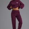 Weiche Jogginghose aus Baumwolljersey mit mittlerer Leibhöhe in der Farbe Grape