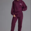 Weiche Jogginghose aus Baumwolljersey mit mittlerer Leibhöhe in der Farbe Grape