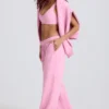 Weiche Jogginghose aus Baumwolljersey mit mittlerer Leibhöhe und weitem Bein in Babyrosa Weiche Jogginghose aus Baumwolljersey mit mittlerer Leibhöhe und weitem Bein in Babyrosa