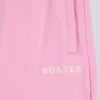 Weiche Jogginghose aus Baumwolljersey mit mittlerer Leibhöhe und weitem Bein in Babyrosa Weiche Jogginghose aus Baumwolljersey mit mittlerer Leibhöhe und weitem Bein in Babyrosa