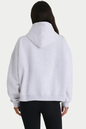 Weicher Baumwoll-Fleece-Hoodie in Oversize-Passform in Meliertem Grau