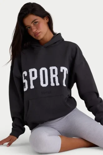 Weicher Oversize-Hoodie aus Baumwollfleece in Schwarz
