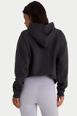 Weicher Oversize-Hoodie aus Baumwollfleece in Schwarz