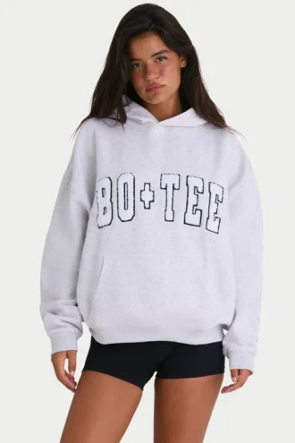 Weicher Oversize-Hoodie aus Baumwolljersey in Melange-Grau