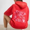 Weicher Oversize-Hoodie aus Baumwolljersey in Rot Weicher Oversize-Hoodie aus Baumwolljersey in Rot