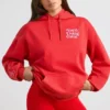 Weicher Oversize-Hoodie aus Baumwolljersey in Rot Weicher Oversize-Hoodie aus Baumwolljersey in Rot