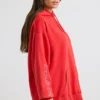 Weicher Oversize-Hoodie aus Baumwolljersey in Rot Weicher Oversize-Hoodie aus Baumwolljersey in Rot