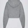 Weicher, verkürzter Hoodie mit Reißverschluss aus Strick in Grau