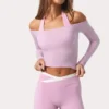 Weiches Jersey-Oberteil mit schulterfreiem Ausschnitt in Sweet Pink Weiches Jersey-Oberteil mit schulterfreiem Ausschnitt in Sweet Pink