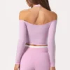 Weiches Jersey-Oberteil mit schulterfreiem Ausschnitt in Sweet Pink Weiches Jersey-Oberteil mit schulterfreiem Ausschnitt in Sweet Pink