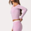 Weiches Jersey-Oberteil mit schulterfreiem Ausschnitt in Sweet Pink Weiches Jersey-Oberteil mit schulterfreiem Ausschnitt in Sweet Pink