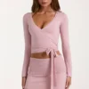 Weiches Strick-Wickel-Oberteil in Blush