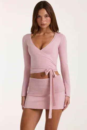Weiches Strick-Wickel-Oberteil in Blush Weiches Strick-Wickel-Oberteil in Blush