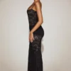 Wintra Transparentes Spitzenkleid mit gerüschtem Ausschnitt in Schwarz Wintra Transparentes Spitzenkleid mit gerüschtem Ausschnitt in Schwarz