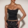 Yulea Satin-Korsett-Oberteil mit Schnürung in Schwarz-Lila Yulea Satin-Korsett-Oberteil mit Schnürung in Schwarz-Lila