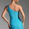 Zahira verziertes One-Shoulder-Minikleid in Aquablau Zahira verziertes One-Shoulder-Minikleid in Aquablau