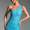 Zahira verziertes One-Shoulder-Minikleid in Aquablau Zahira verziertes One-Shoulder-Minikleid in Aquablau