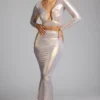 Zahra Mid Rise Metallic Jersey Rock in Hellgold Zahra Mid Rise Metallic Jersey Rock in Hellgold
