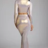 Zahra Mid Rise Metallic Jersey Rock in Hellgold Zahra Mid Rise Metallic Jersey Rock in Hellgold