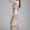 Zahra Mid Rise Metallic Jersey Rock in Hellgold Zahra Mid Rise Metallic Jersey Rock in Hellgold