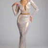 Zahra Mid Rise Metallic Jersey Rock in Hellgold Zahra Mid Rise Metallic Jersey Rock in Hellgold
