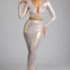 Zahra Mid Rise Metallic Jersey Rock in Hellgold Zahra Mid Rise Metallic Jersey Rock in Hellgold