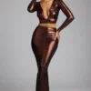 Zahra Mid Rise Metallic Jersey Rock in Kupferbronze Zahra Mid Rise Metallic Jersey Rock in Kupferbronze